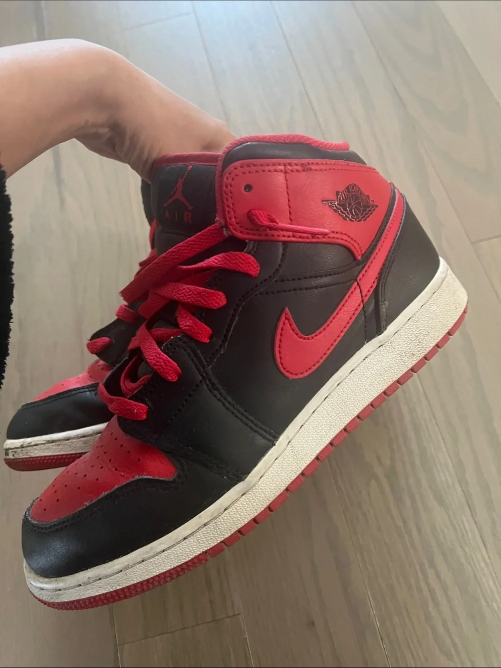 Nike Kids Red and Black High-Top Sneakers - Picture 2 of 3